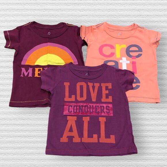 Peek 6-12 Month Baby Girl Graphic Tee Shirts Purple Pink Orange Fall Pima Cotton - Picture 1 of 5